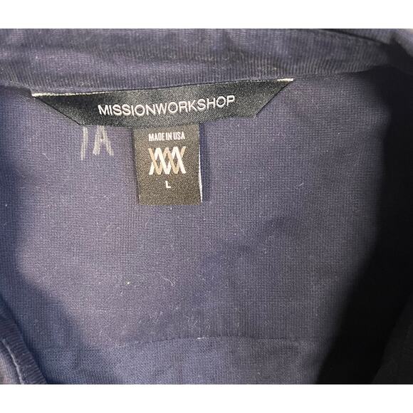 Mission Workshop Mens Large Blue Button Shirt USA Workwear Cotton Long Sleeve - Picture 3 of 7